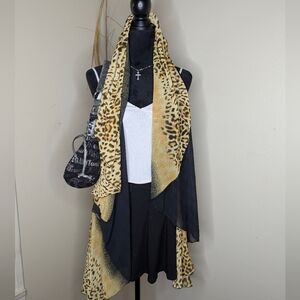 Animal Print Sheer Cardigan Scarf